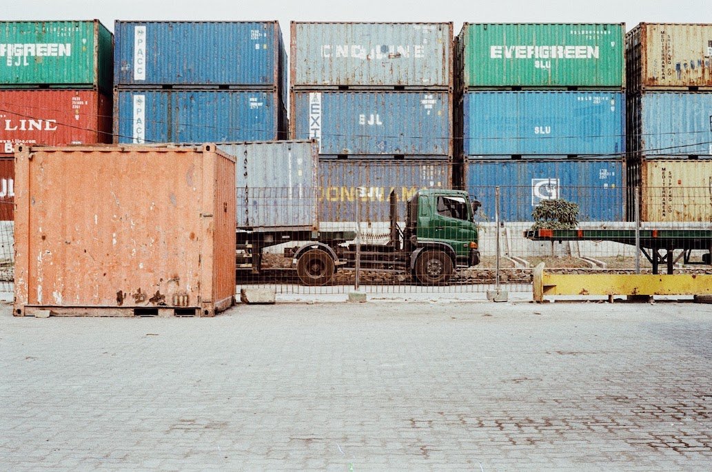 vintage picture of stacked containers