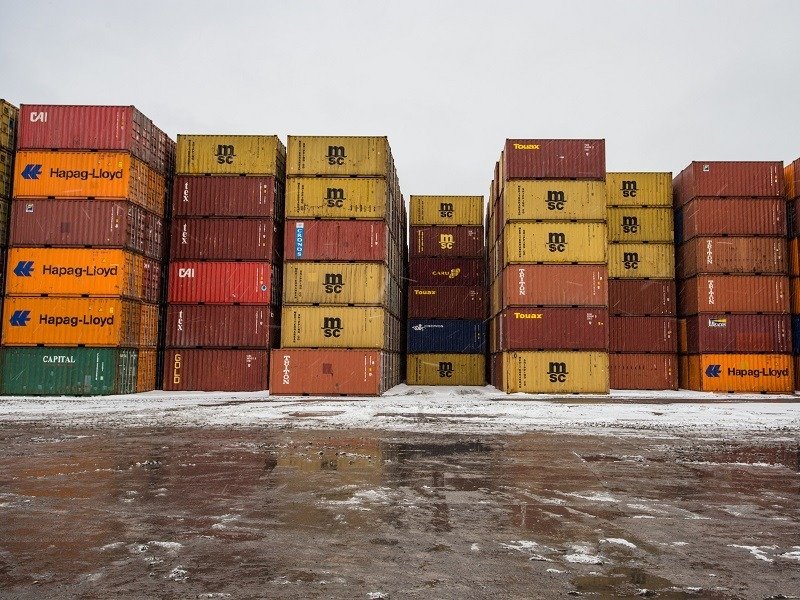 Containers in port