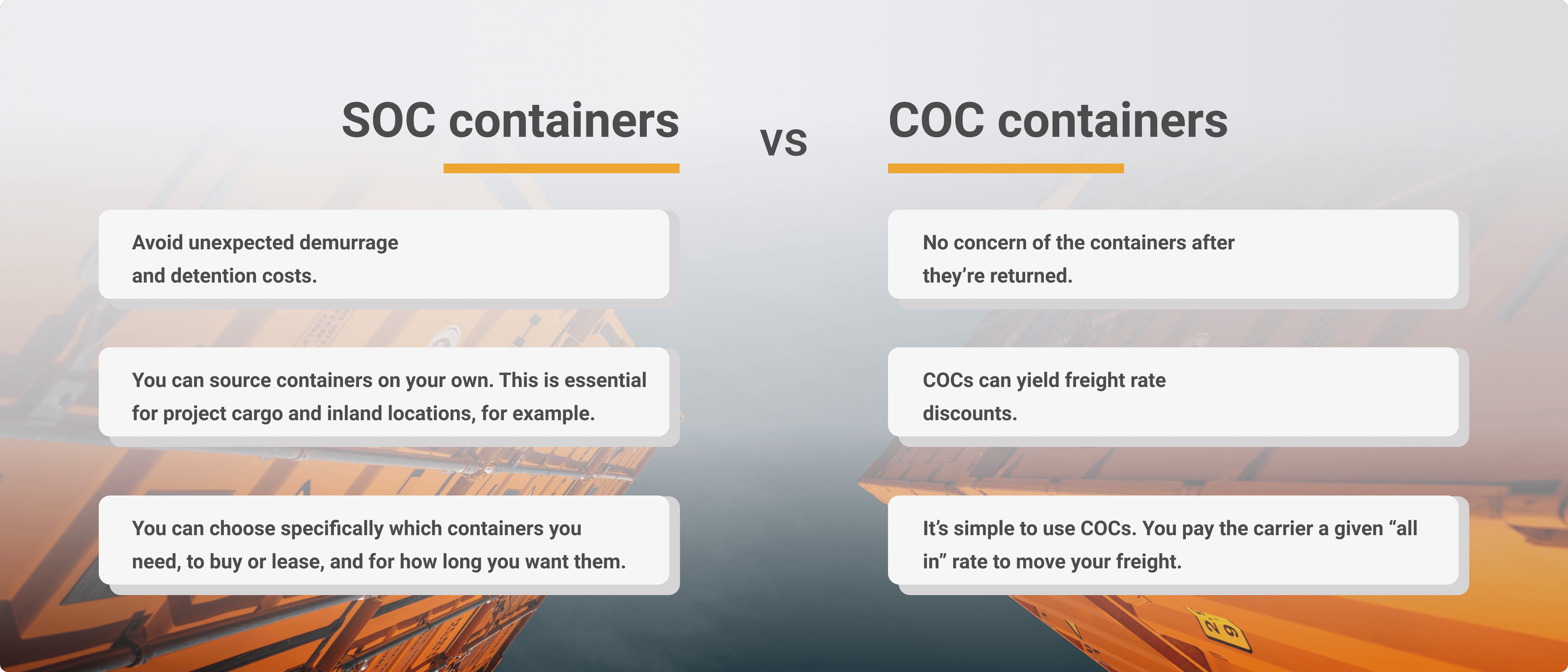 Freight shipping international SOCs vs COCs