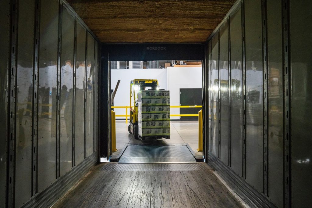 A shipping container used as a storage unit. 