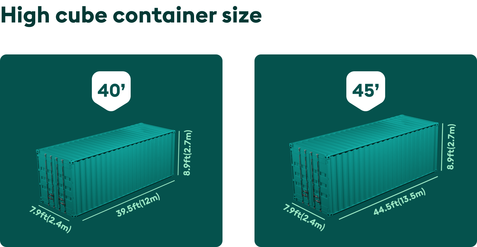 40ft and 45ft high cube containers