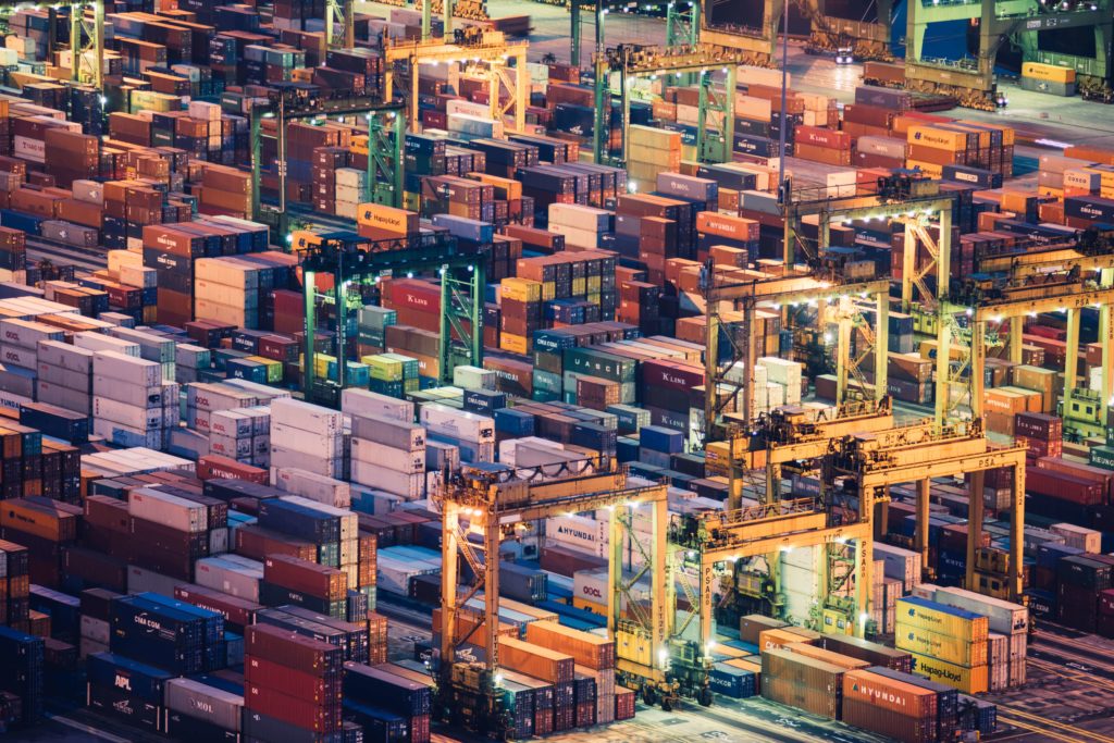 containers at a port