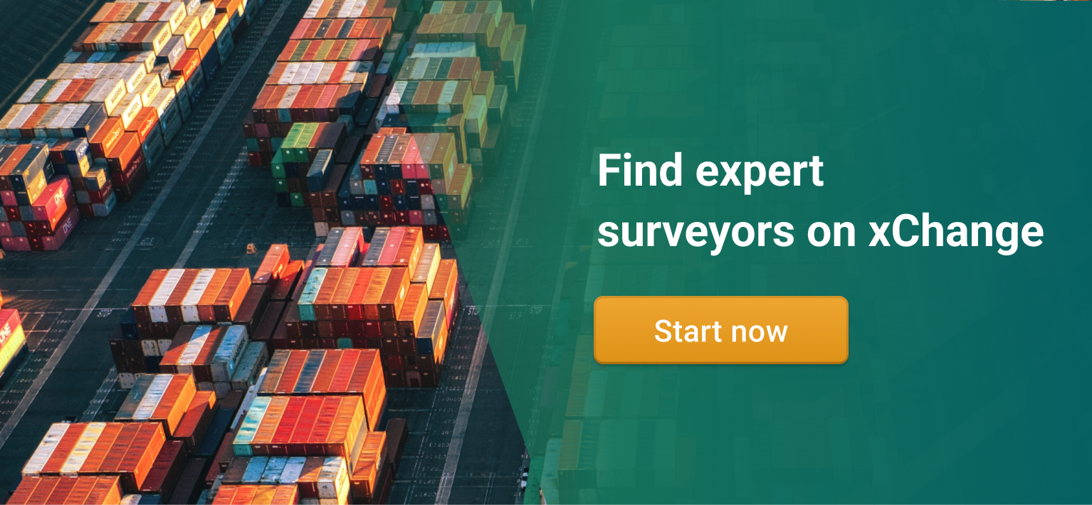 Big banner leading to container surveyors