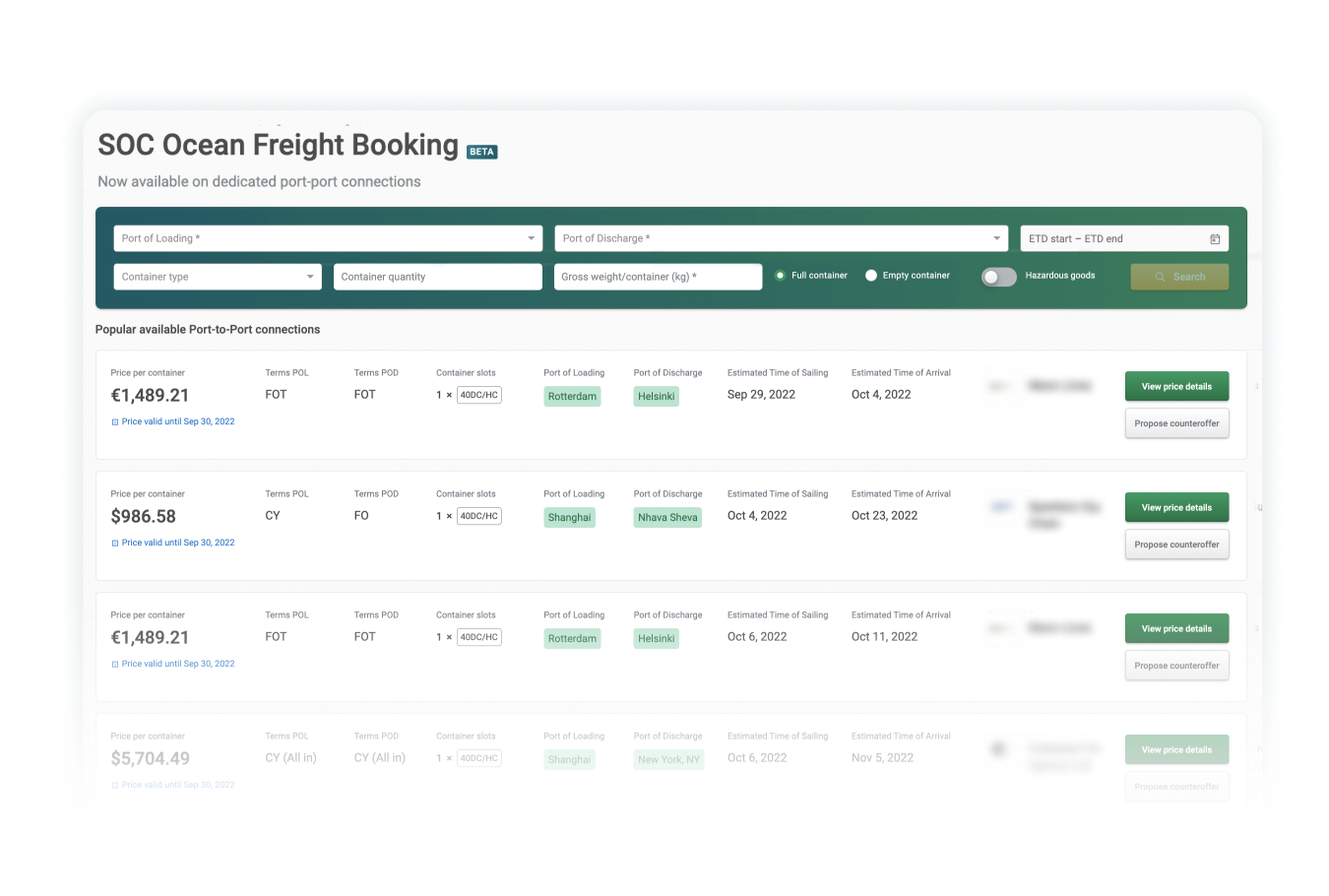 Ocean freight container xchange