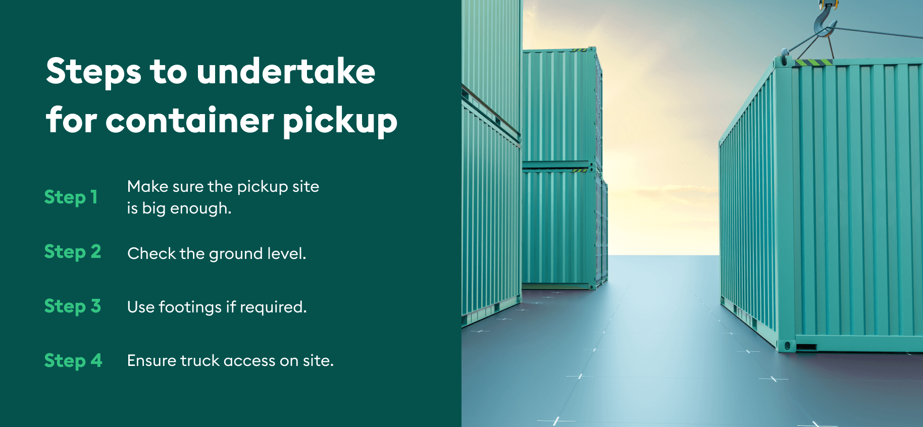 steps to follow for container pick up