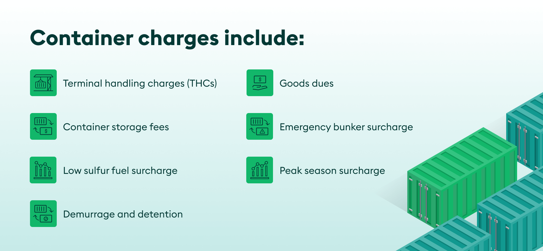 What are some common container charges?