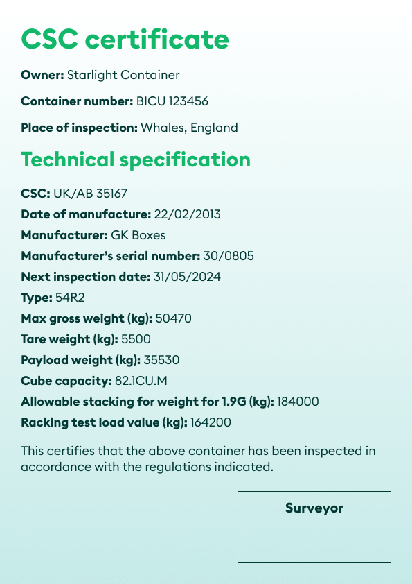 soc container certificate