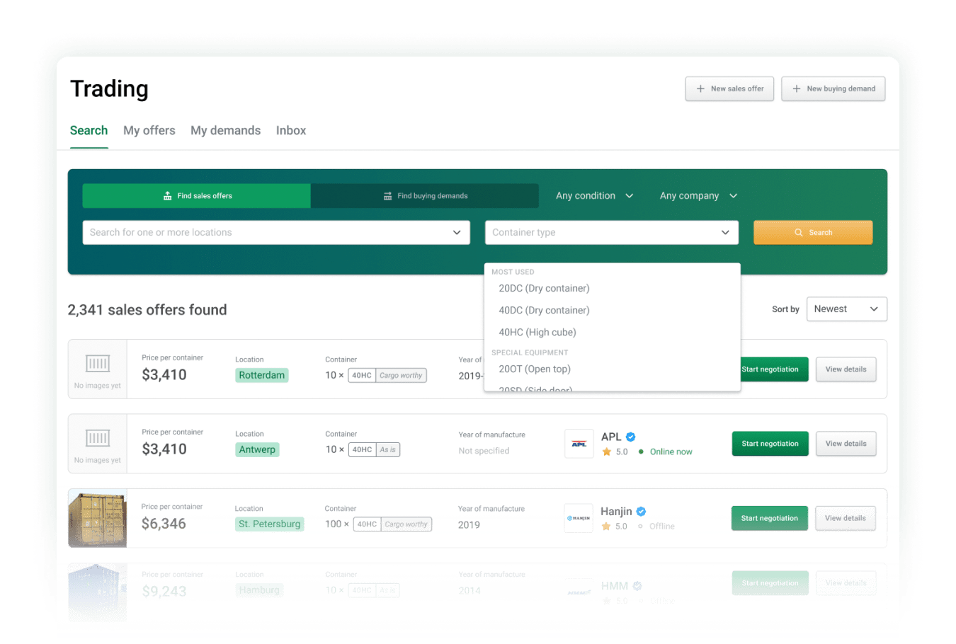 Container Trading Platform
