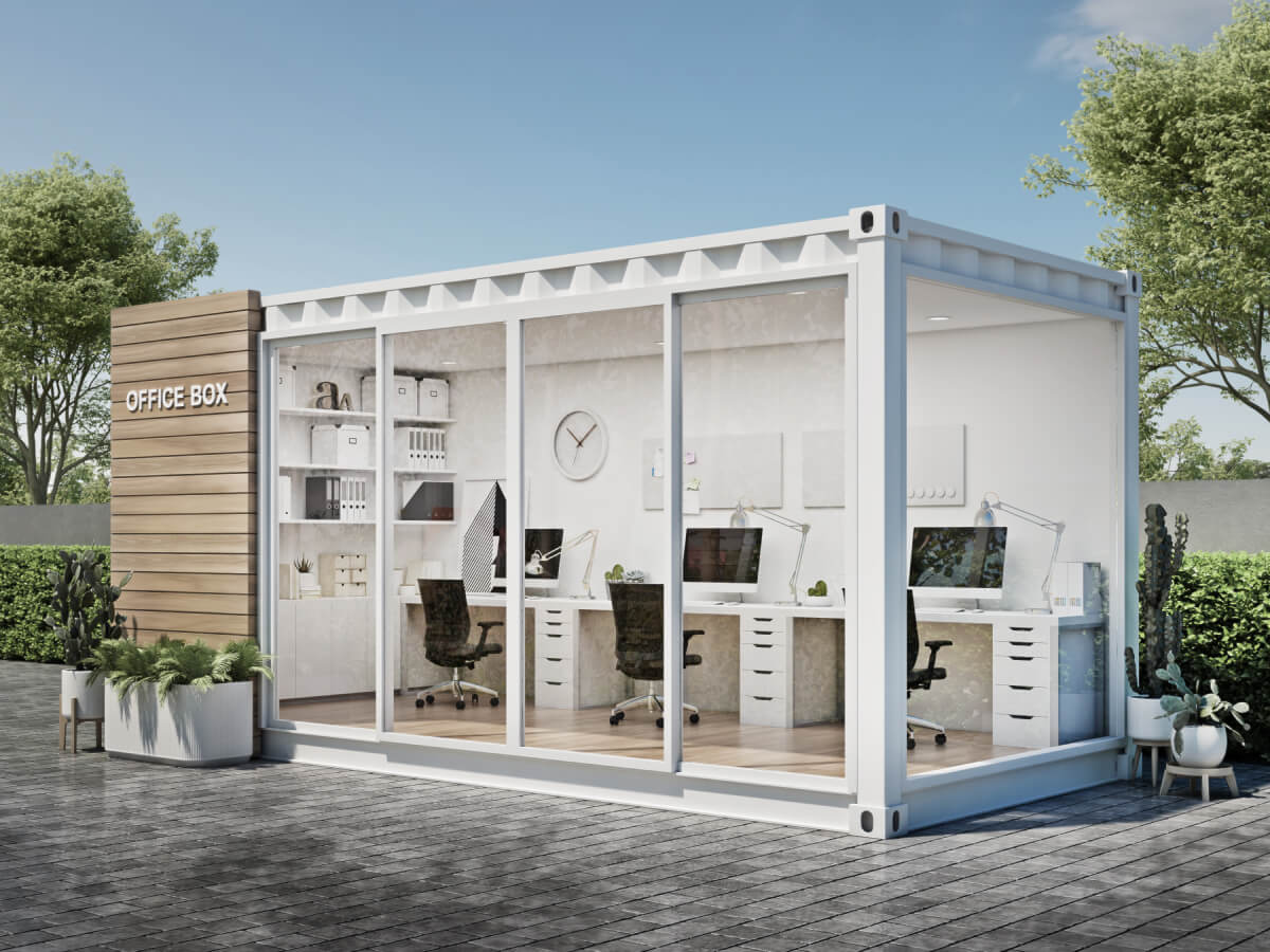 Office with shipping containers
