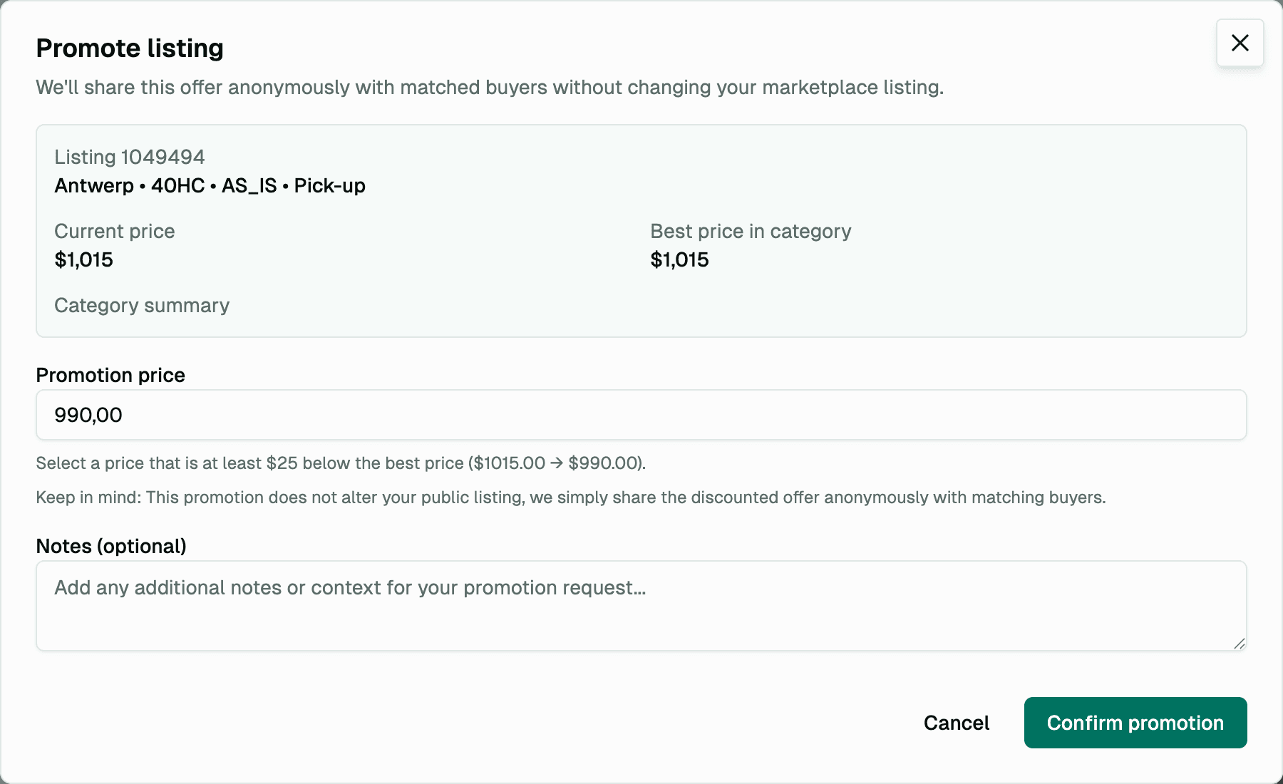 xChange Fulfillment service dashboard showing active promotions and sales pipeline